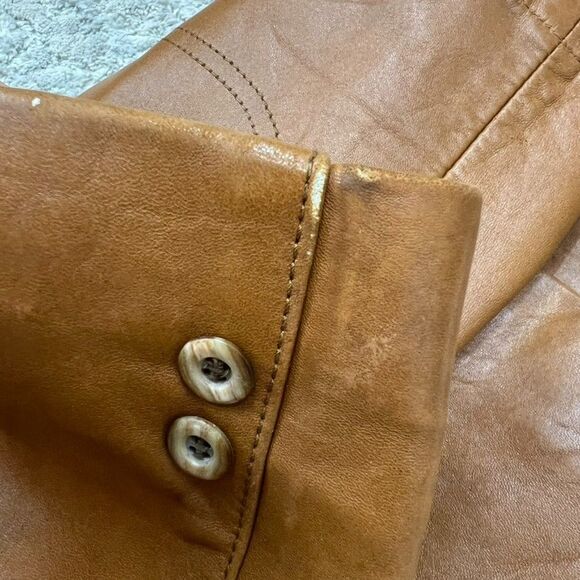 Vintage Breier of Amsterdam Camel Brown Leather Two Button Blazer Coat Mens XL - Picture 14 of 16